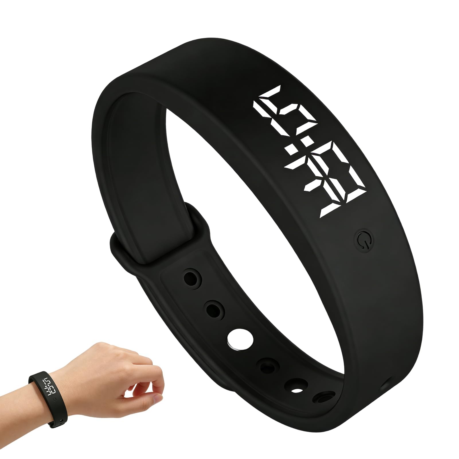 Vibrating Alarm Wristband,Silent Alarm Watch with Temperature Monitoring, Rechargeable Wrist Alarms Clock with Multiple Vibration Alarms Waterproof for Heavy Sleepers Partners Deaf Teens Adults