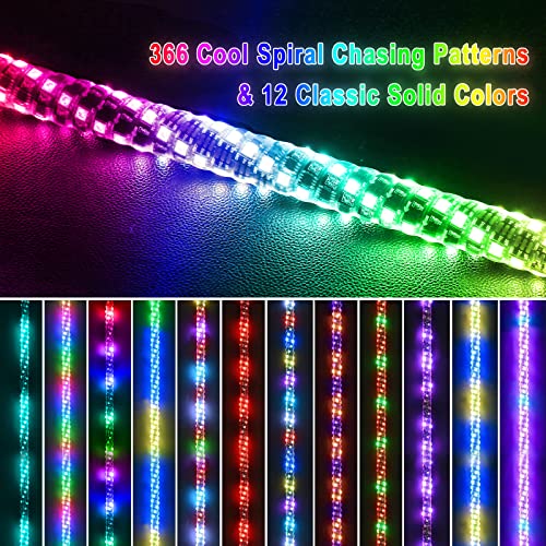 Safebao TS-228-3FT-2PC 3Ft-2Pc Led Whip Lights For Utv Rgb Chasing/Dancing Light Remote Control App-Supported, 600+ Color Mode Combinations, Rgb Chasing Lighted Antenna Whips For Utv, Atv thumb #1