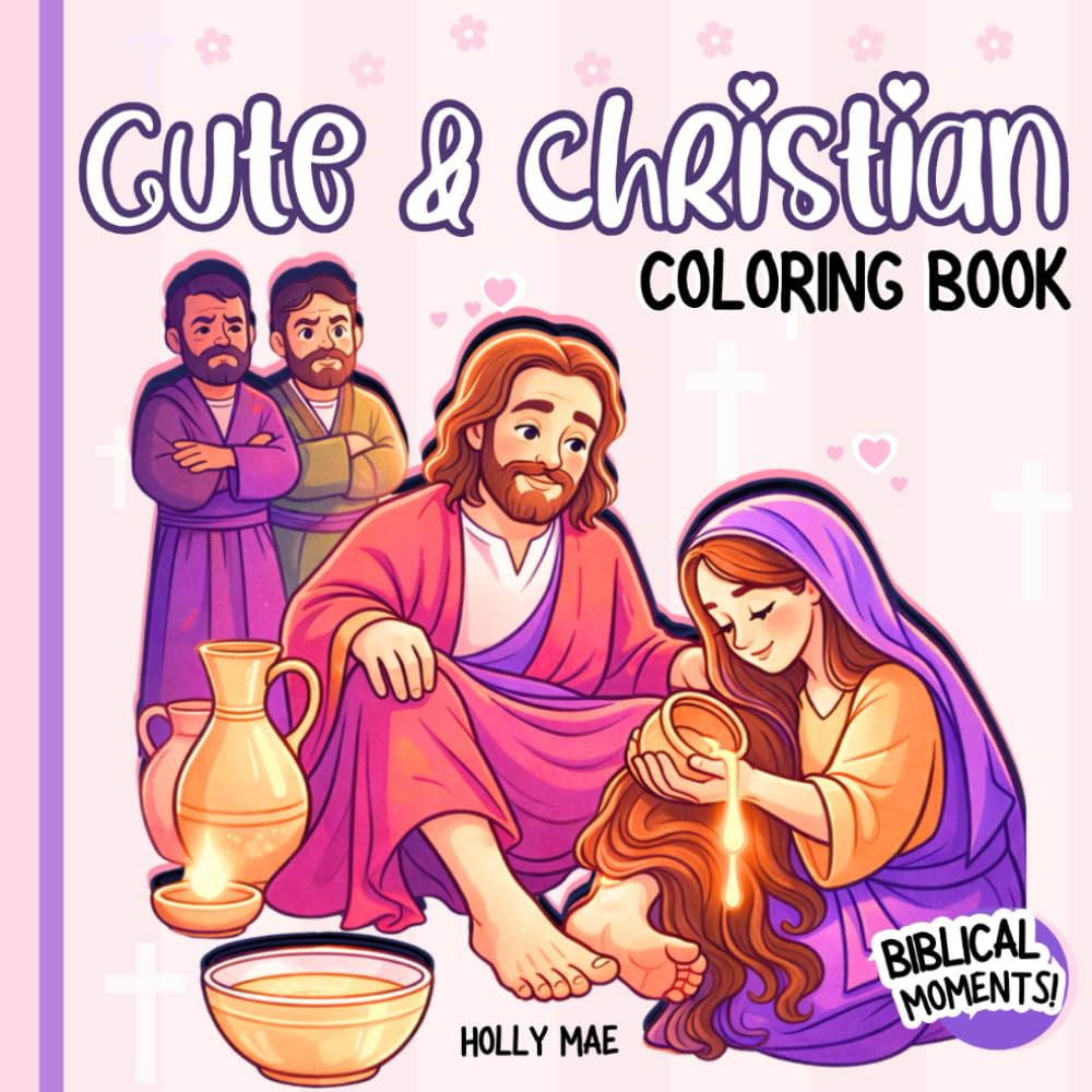 Cute & Christian Biblical Moments Coloring Book: Bold and Easy Cute Christian Coloring Pages