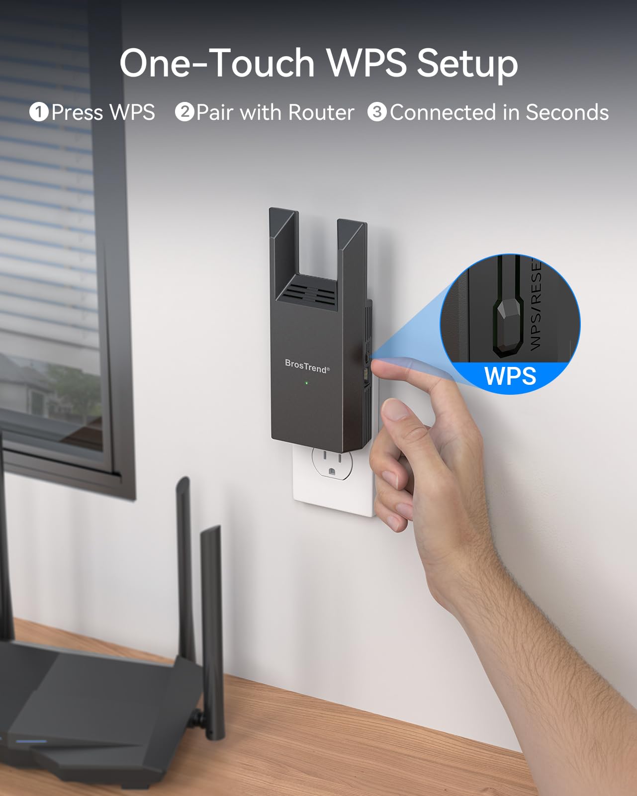 BrosTrend AC1200 WiFi to Ethernet Adapter with Gigabit Port, Dual Band Universal WiFi Bridge for Printer, PC, PlayStation, Xbox, Smart TV, Blu-Ray Player, DVR etc. Wireless to Wired Ethernet Adapter — view 5