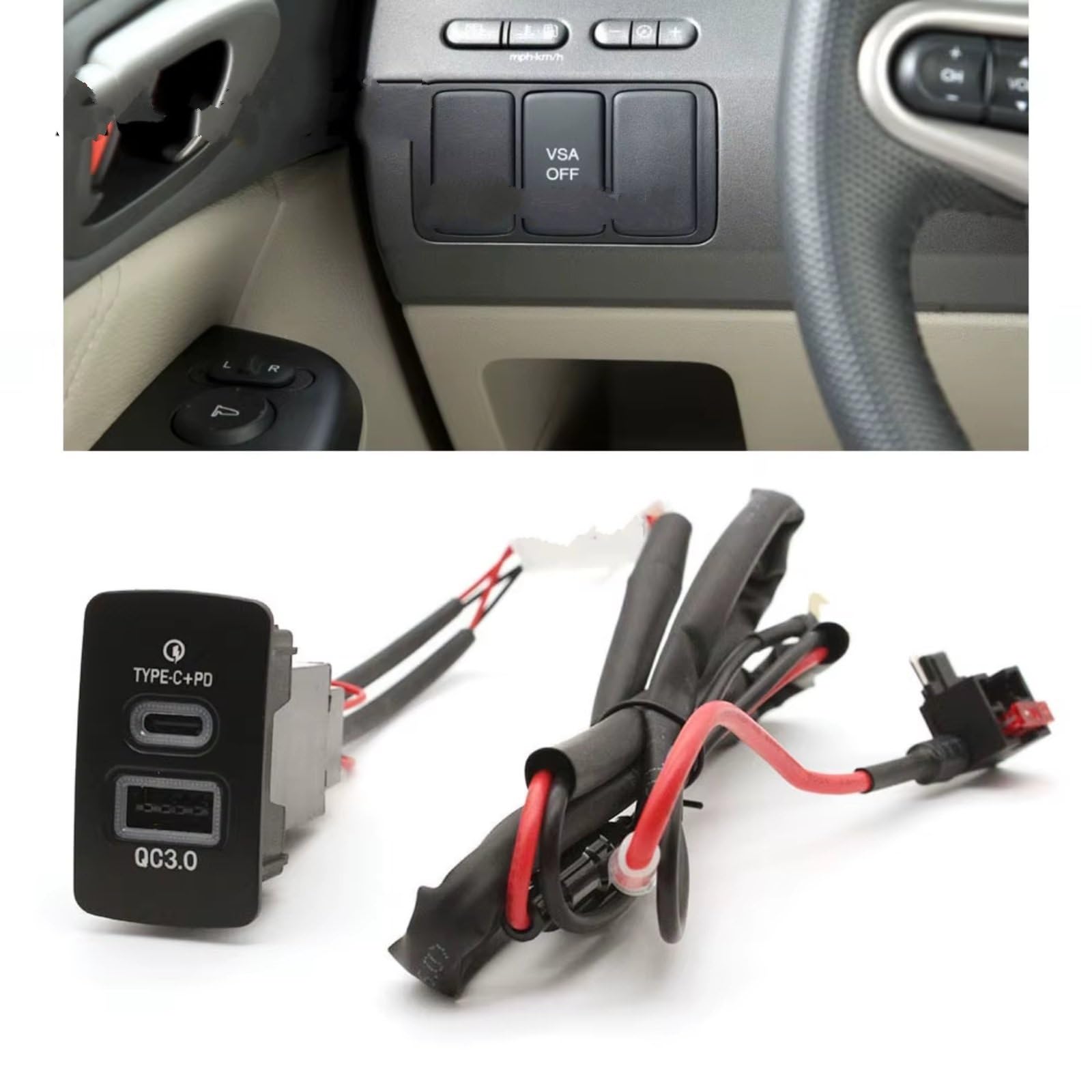 Faro Modulo Driver Console Presa USB Compatibile Con CRV 2006-2013 Per Odyssey Per Civic 2012 Auto QC3.0 Per TYPE-C Presa Ricarica Veloce Adattatore Alimentazione