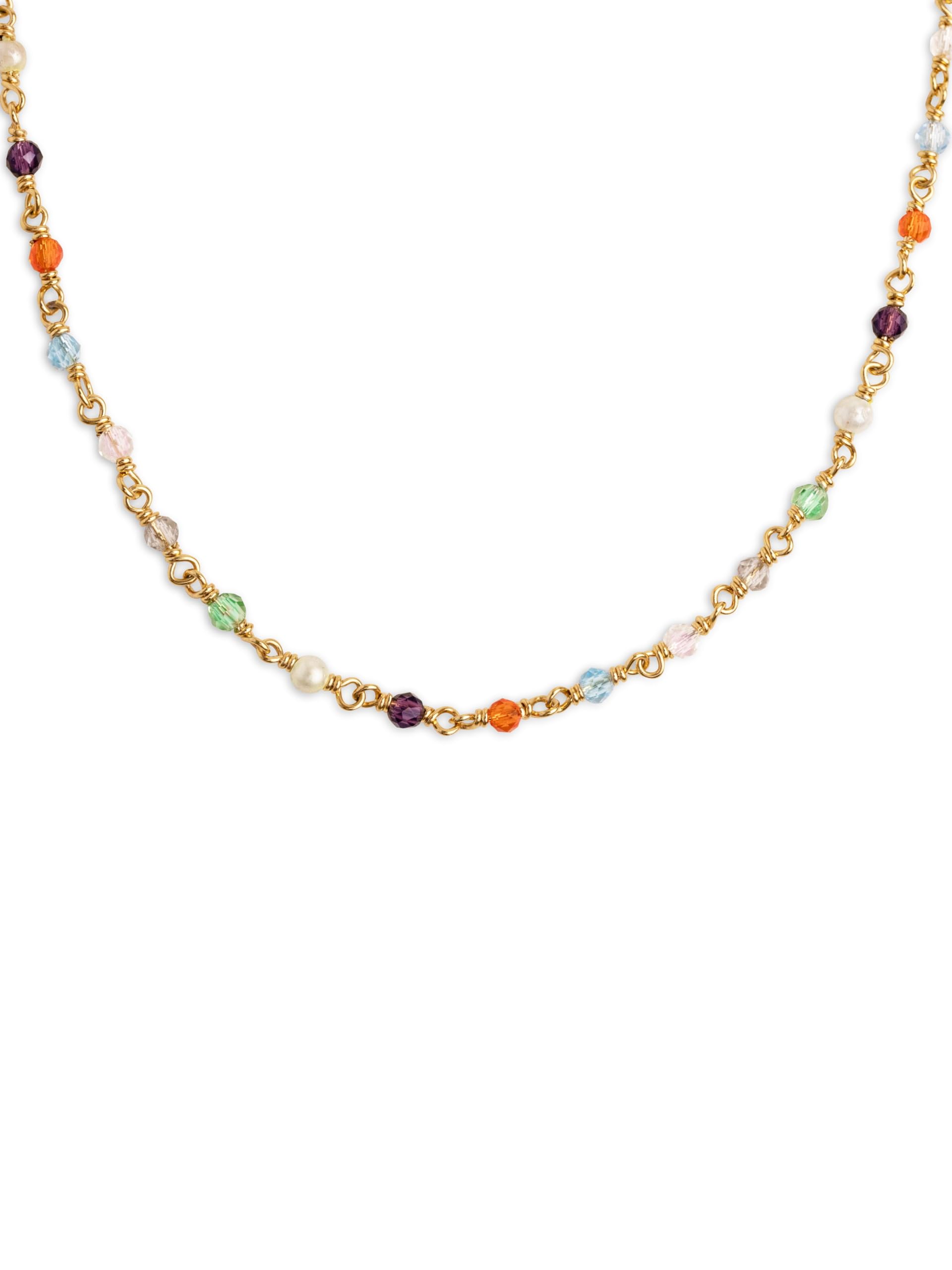 SINGULARU - Collier Mini Crystals Colors. Argent 925 avec finition plaqué or 18 kt et cristaux colorés. Bijoux pour femme