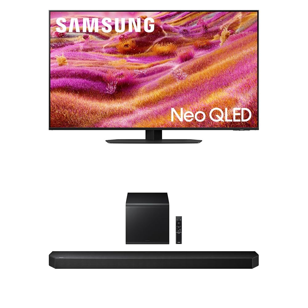 Samsung 43-Inch Class Neo QLED 4K QN90F Series, Vision AI, Mini LED Smart TV (2025 Model, 43QN90F) + Samsung Q800F 5.1.2ch Q Series Soundbar + Subwoofer, Wireless Dolby Atmos (HW-Q800F, 2025)