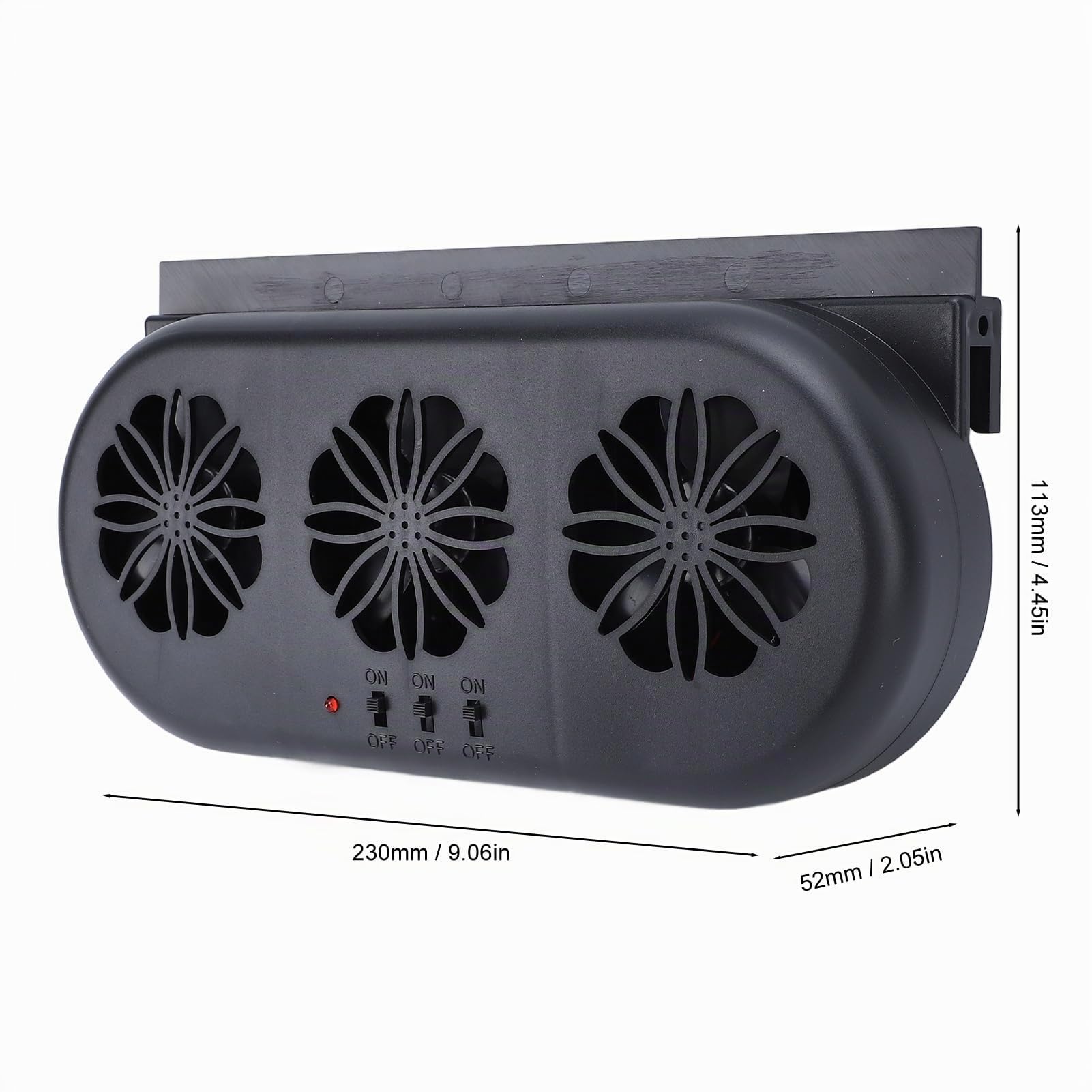 Ventilateur D'échappement à énergie Solaire en Voiture, Ventilation de Fenêtre de Véhicule 3 Ventilateurs, Ventilateur de Refroidissement à éVent de Voiture Rechargeable USB,