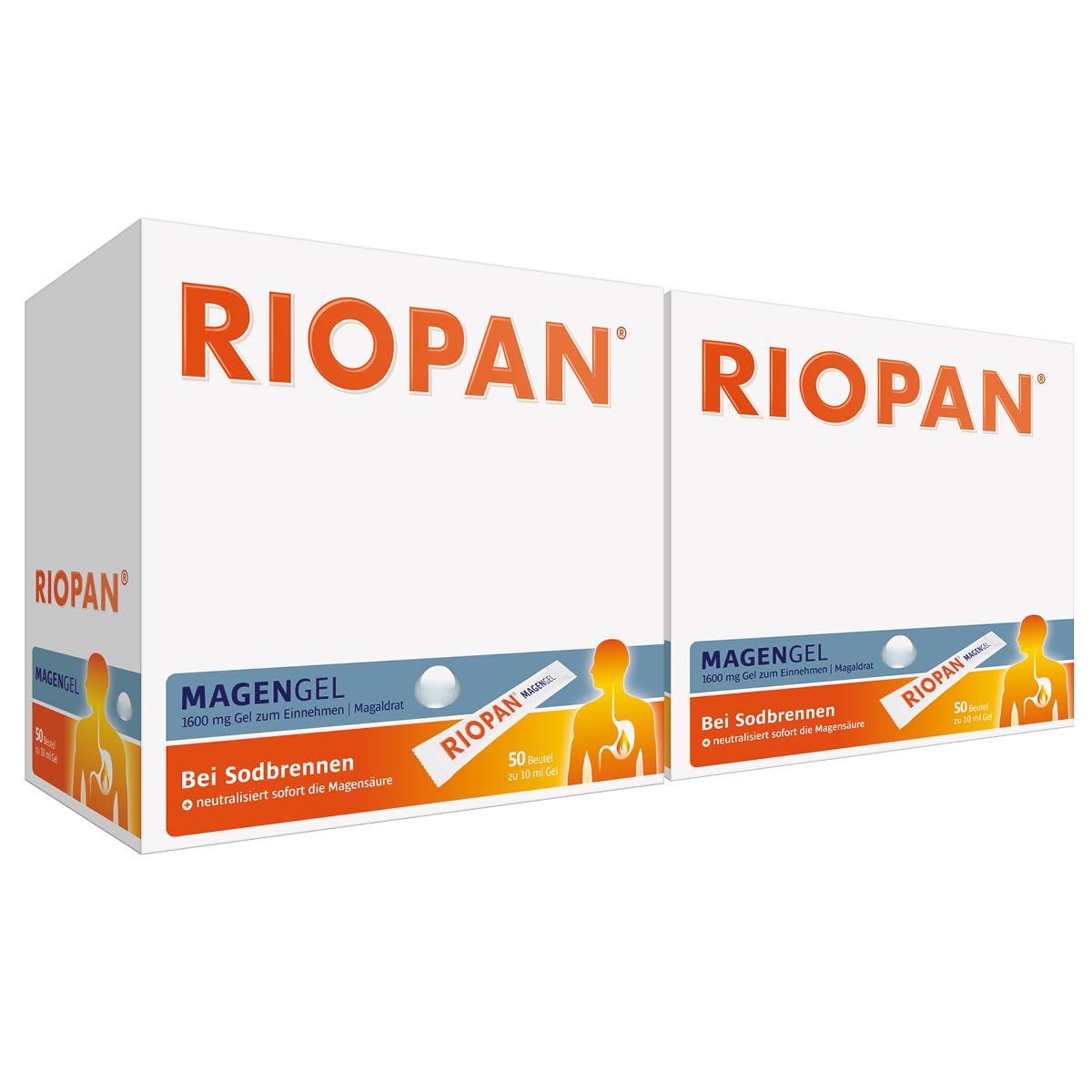 RIOPAN Magen Gel: Effektiv und schnell zur akuten Behandlung von Sodbrennen und Aufstoßen mit dem Wirkstoff Magaldrat, 2x50 Beutel