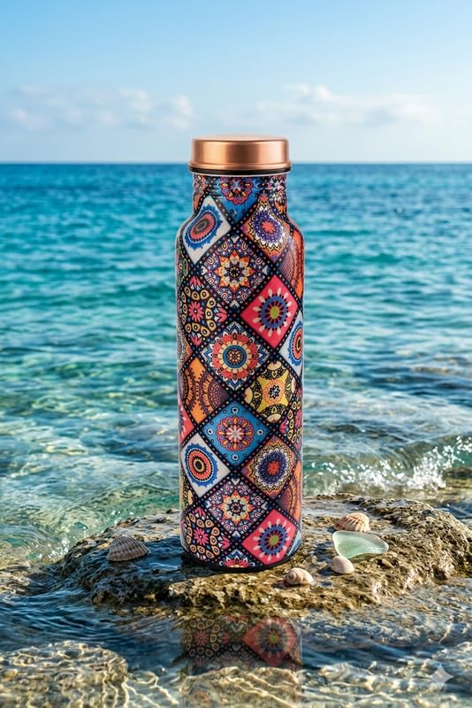 Image of Copper Water Bottle multi Color Leakproof Ayurvedic Drinking water Bottle useful for Home /Office /Gym /Travel for Health Benefits presented