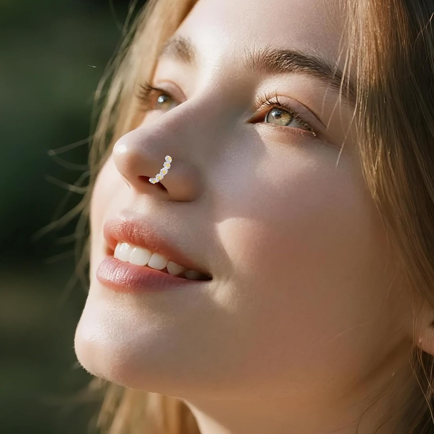 Daisy Belly Button Ring 925 Sterling Silver 16G Daisy Hoop Belly Button Piercing Body Navel Rings Flower Jewelry Gifts for Women - Image 3