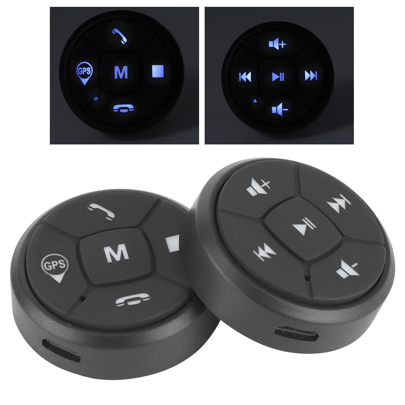 Akozon Kit de Bluetooth, Botón de Control del Volante Inalámbrico, a Distancia para Coche, Control de Dirección