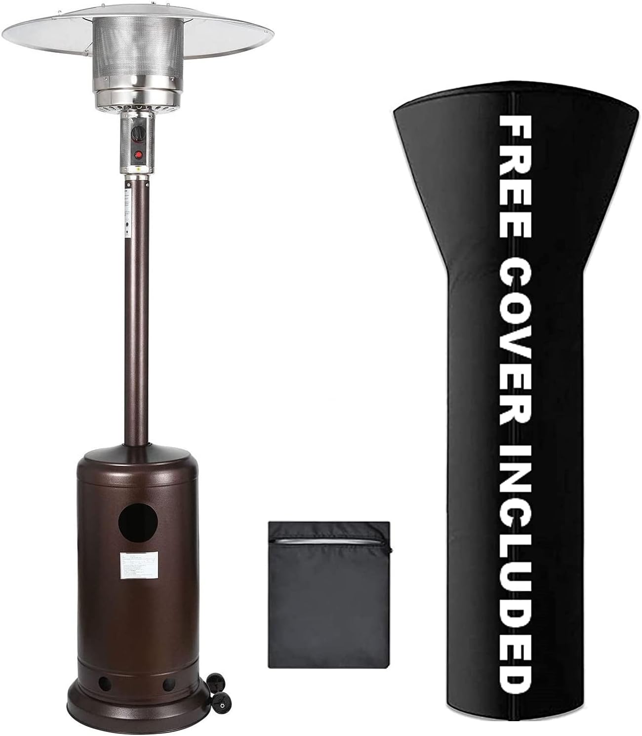 48000 BTU Patio Heater, Propane Patio Heater Standing with Wheels and Cover, Large, Garden Treasures, Outdoor Heater With Adjustable Thermostat, Suitable for Garden Wedding, Party : Patio, Lawn & Garden