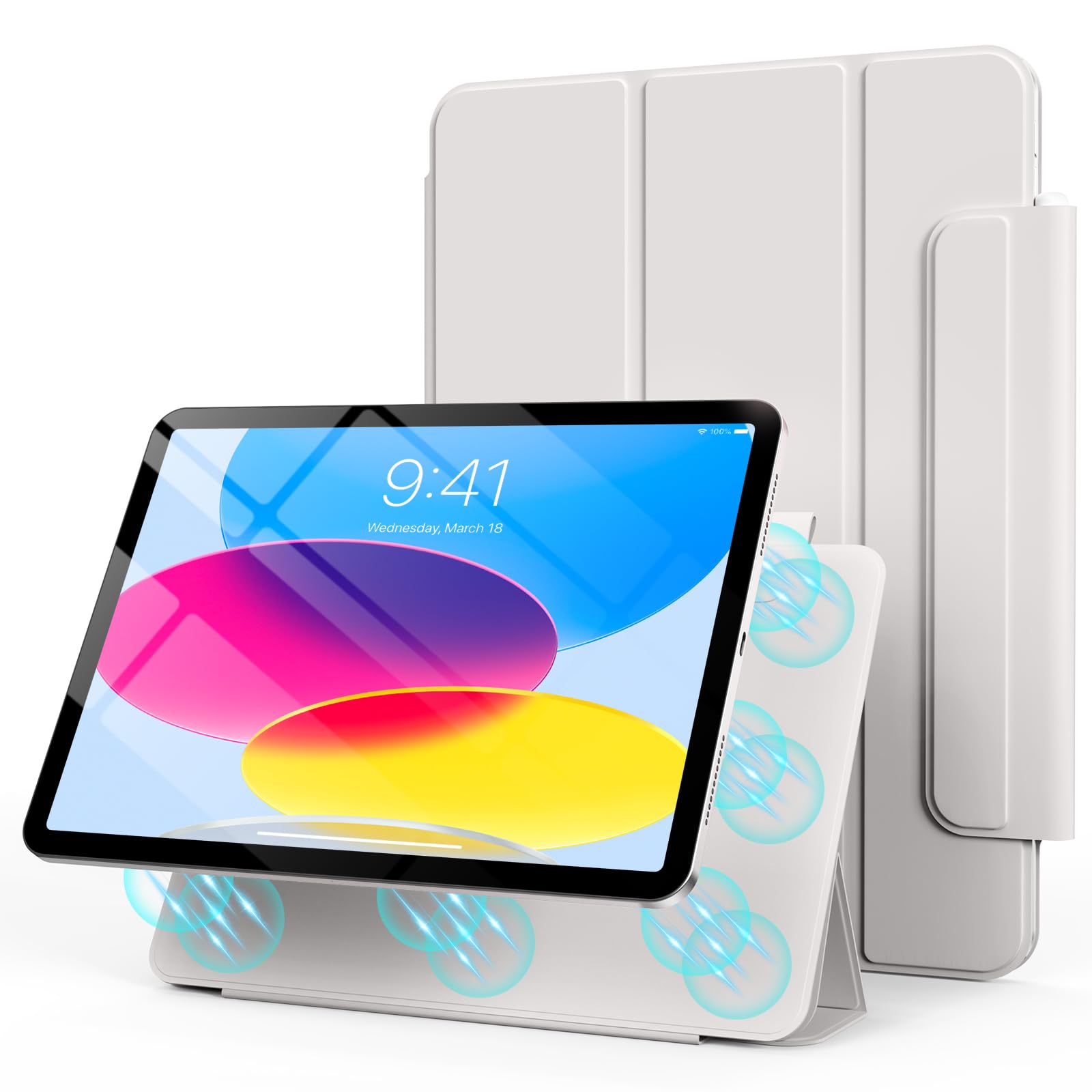 SZPSGC Magnetisch Hülle für iPad (A16) 11./10. Generation 11/10,9 Zoll (2025/2022), Magnetisch Befestigung, Two Way Trifold Ständer, Leichter Schutz, Auto Ruhen/Wecken, (Grau)