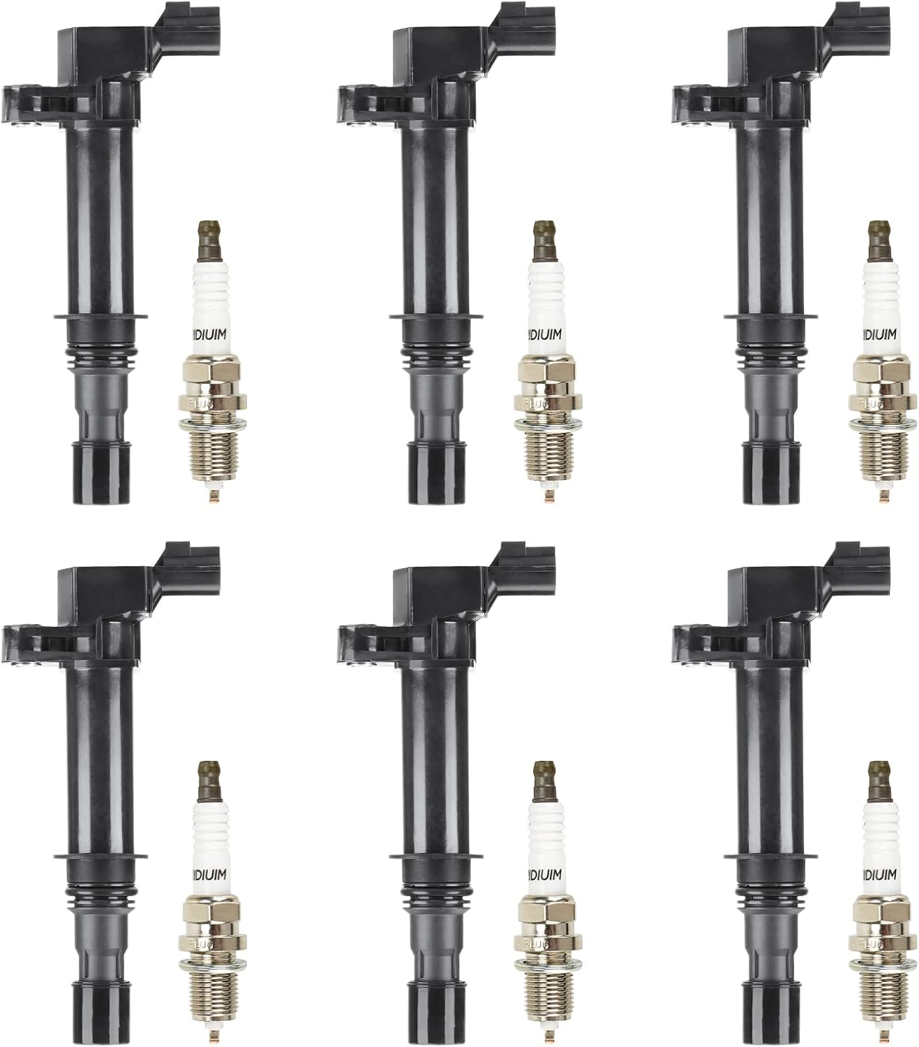 Ignition Coil Pack + Iridium Spark Plugs for Dodge Ram 1500 Durango Dakota Nitro, for Jeep Grand Cherokee Liberty Commander, for Mitsubishi Raider, Replaces UF-270 UF270 5C1114 C1231 E593C 50065 6 PCS