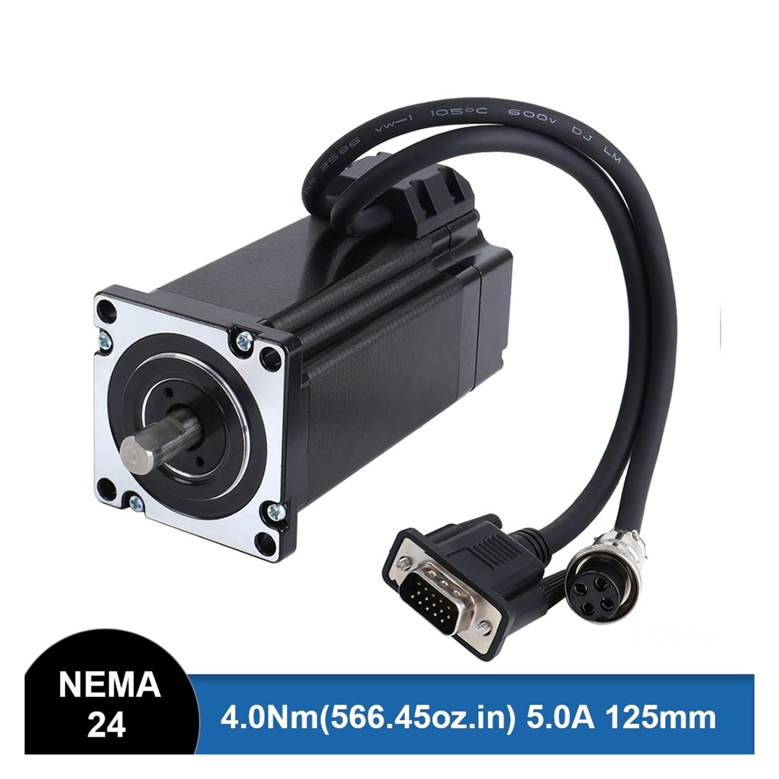 Nema 24 Stepper Motor 4.0Nm Servo Motor Encoder 1000PPR (4000CPR) 5A 2 Phase 4 Leads 10mm Shaft