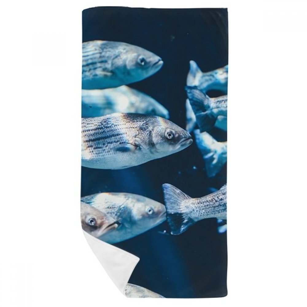 Serviette de bain douce débarbouillette 35x70cm poisson tropical multicolore