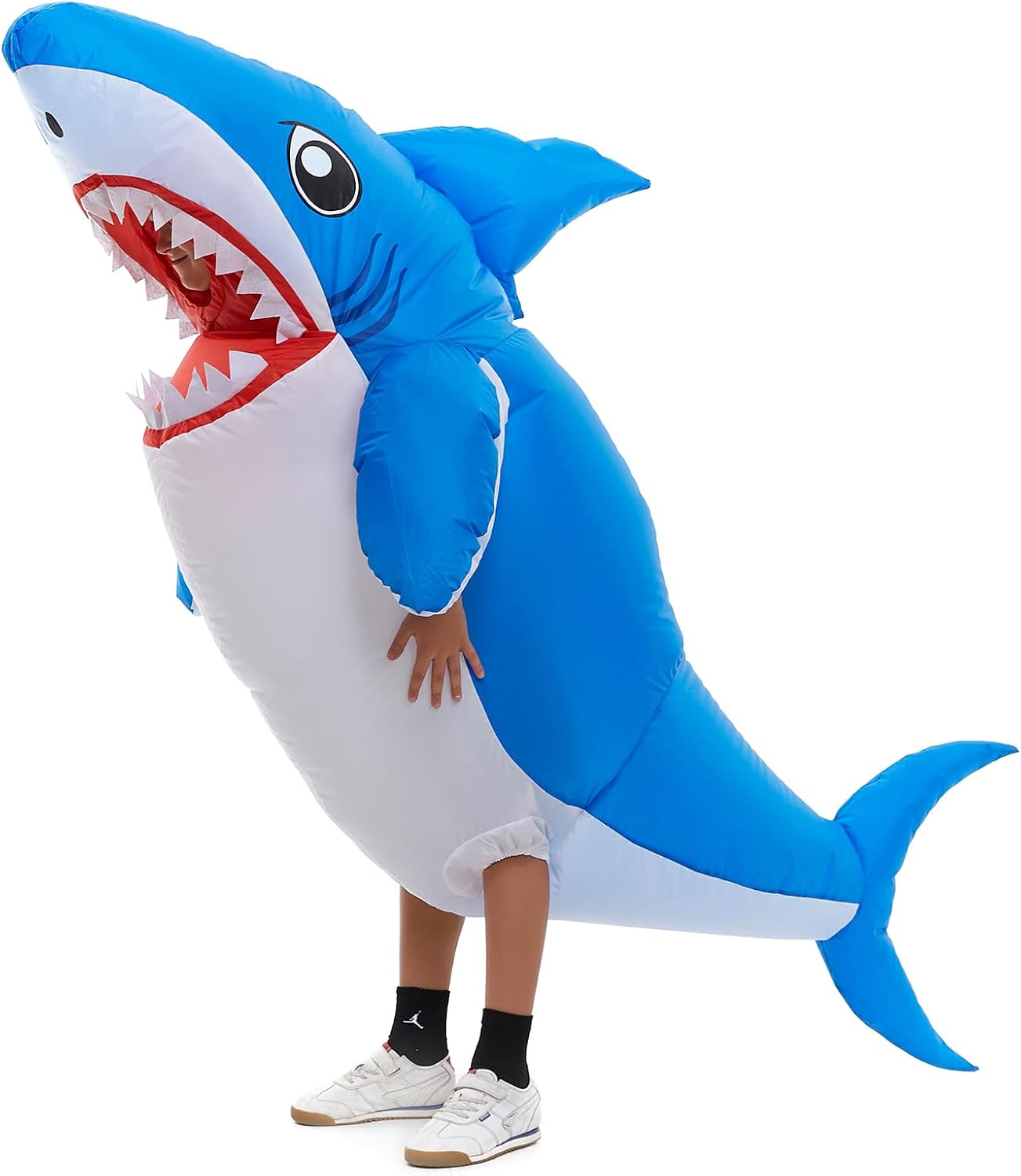 Inflatable Shark Costume Kids Girls Boys, Blow Up Baby Daddy Shark Costume Child, Inflatable Halloween Oufit Children, Blue - Image 2