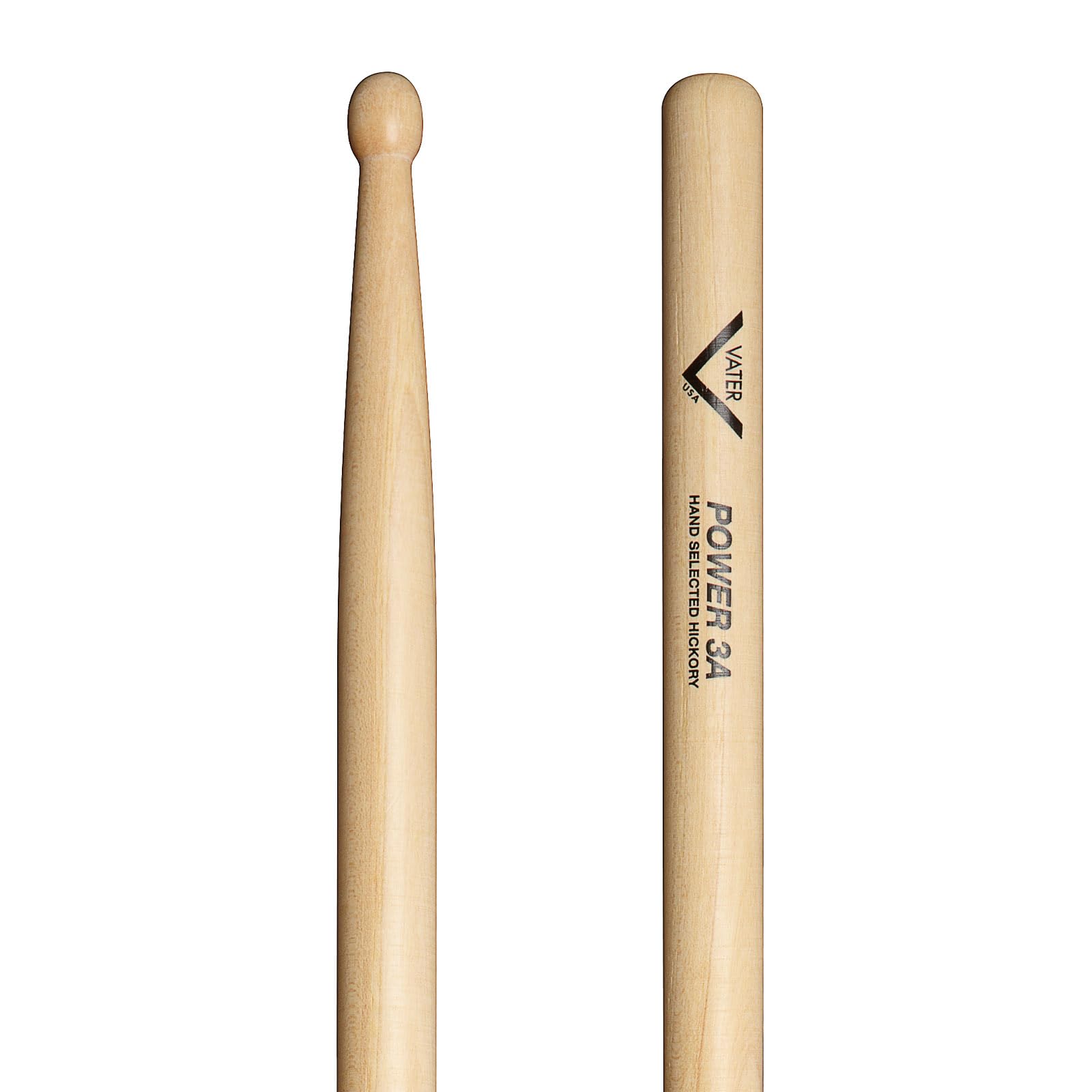 Drumsticks VHP3AW - Power 3A American Hickory Series - Barrel Wood Tip