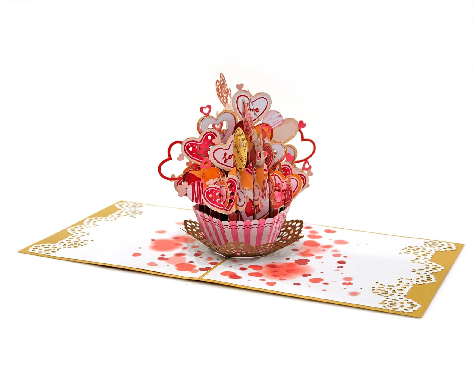 Love Heart Cupcake Pop Up 3D Card. Romantic valentines greeting card for Her,Girlfriend,Wife,Him, Boyfriend,Husband. 15cmx15cm - Image 2