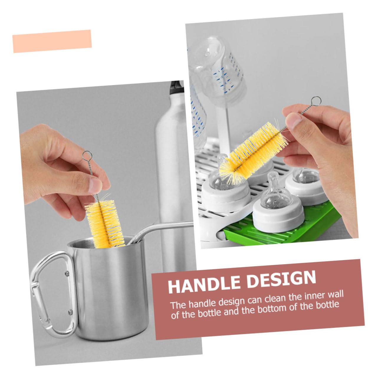 Baluue 48piezas Escobilla De Biberones Portátil Limpiador Multi-Funcional para Botellas De Cepillos Inoxidable para Viajes y Almacenamiento Compacto