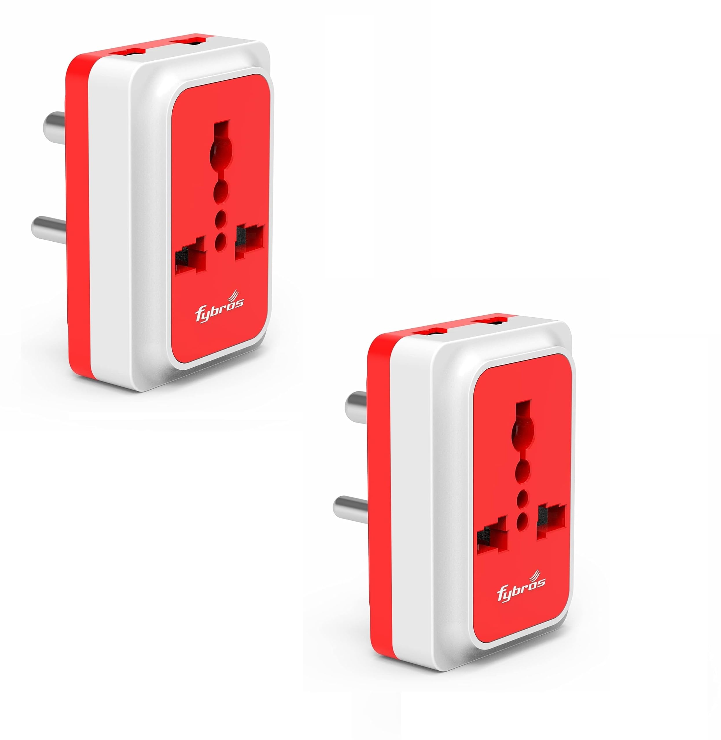 Fybros 8097 Sliq Multi Plug Universal Travel Adapter 3 Pin Plug Socket with Indicator Three Pin Plug (White, Red- Pack of 2) (B0CP7RQR11) Amazon Price History, Amazon Price Tracker