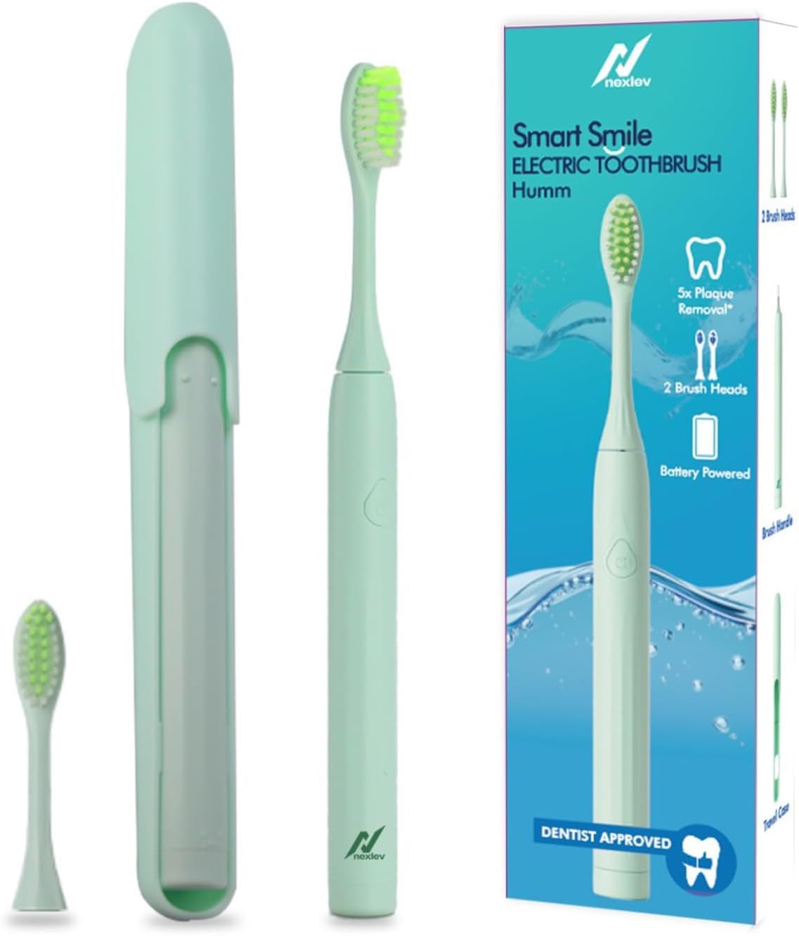 Smart Electric Toothbrush for Adults |2-Min Timer with Quadpacer |2 Replaceable Heads | AAA Battery |3 Modes (Daily, Normal & Sesitive) |Upto 60 Days | Travel Case | Soft Bristles |ET-02 Green