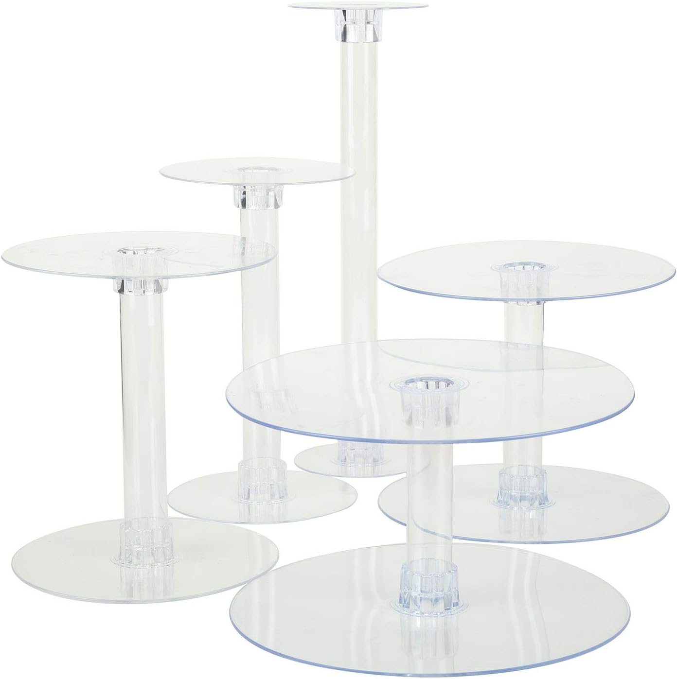 Balsa Circle 5 Tiers Clear Round Crystal Acrylic Cupcake Stand - Tiered Dessert Food Display Serving Tower Birthday Party Wedding