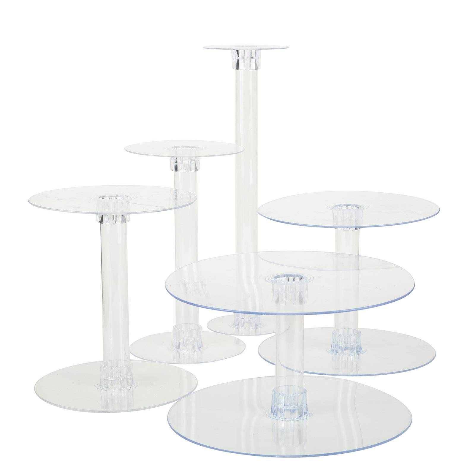 Balsa Circle 5 Tiers Clear Round Crystal Acrylic Cupcake Stand - Tiered Dessert Food Display Serving Tower Birthday Party Wedding