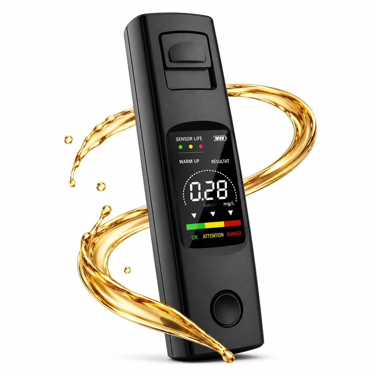 Oklair Testeur d'alcool Électronique Portable - Éthylotest Numérique Rechargeable USB-C, Écran LCD