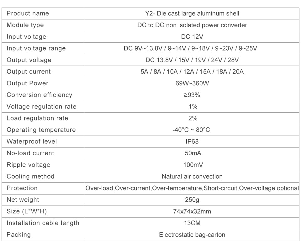 DC12V do 13,8 V 15 V 19 V 24 V 20 V Moduł wzmacniający Konwerter solarny dużej mocy montowany na pojeździe 500 W(5A,13.8V)