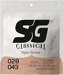 Encordoamento SG Nylon Bronze 65 35 Prata, Tensão Média para Violão