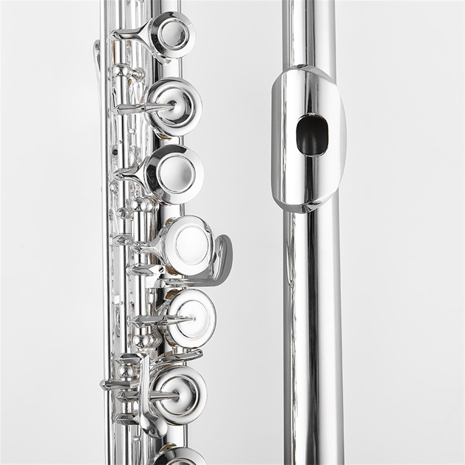 flauta travesera Botón Francés 16 Orificios Cerrados C-tune Flauta Cuerpo Plateado De Cobre Blanco Para Principiantes instrumento de flauta profesional