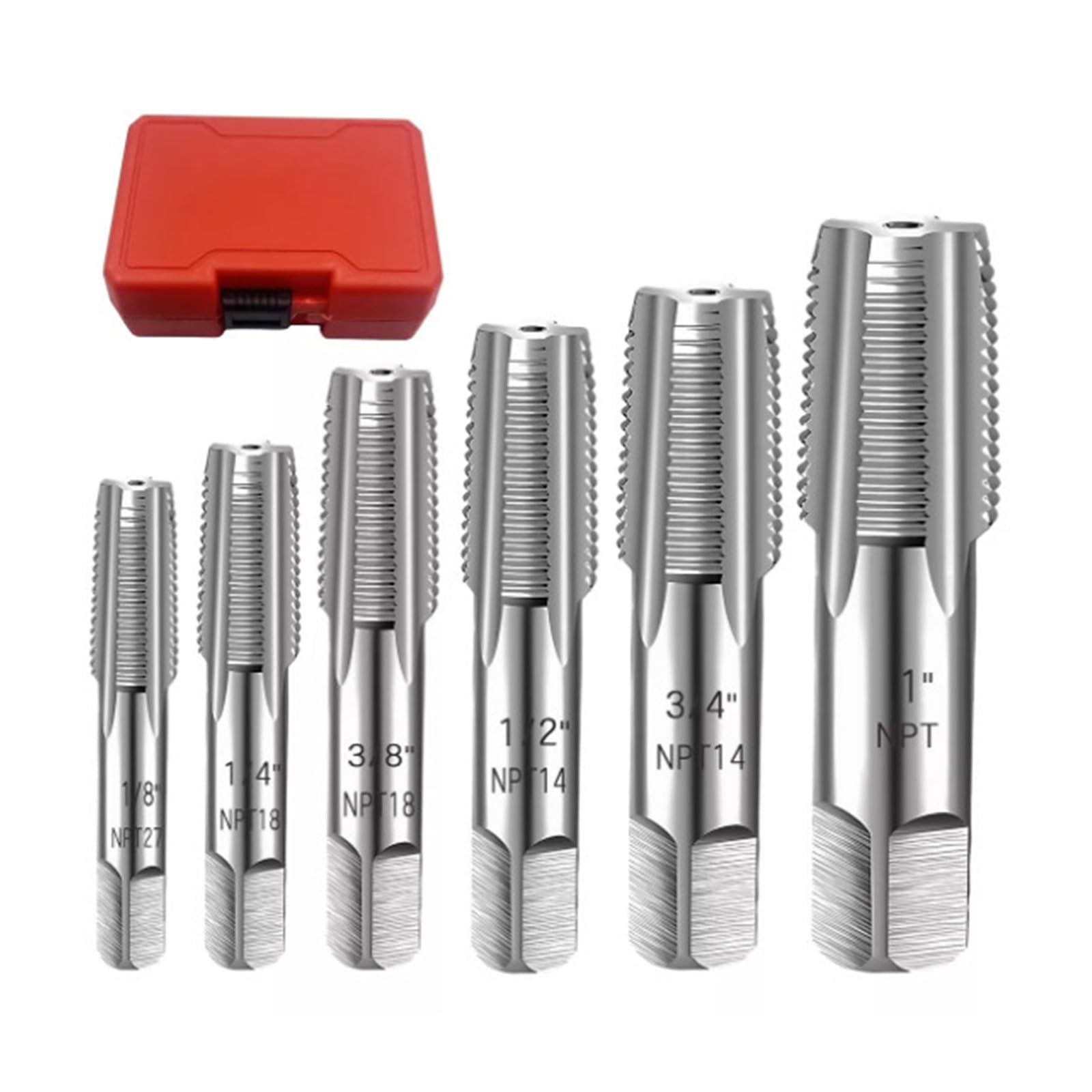 National Pipe - Set di 6 maschi per filettare a mano in acciaio al carbonio per riparazione di filettature, con valigetta, strumento di rimozione dei bulloni