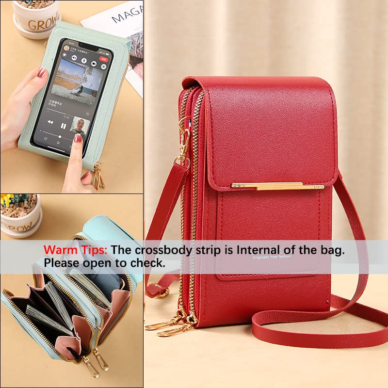 Image of Anti-Theft Leather Bag,Small Crossbody Cell Phone Purse Wallet for Women,RFID Block Phone Purse Crossbody with Shoulder Strap