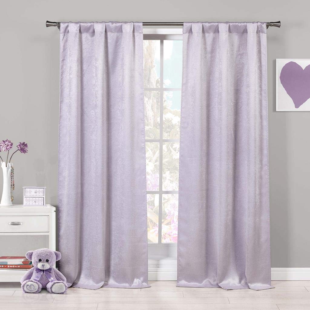Duck River TextileQuincy Solid Faux Silk Textured Pole Top Window Curtains for Living Room & Bedroom - Assorted Colors - Set of 2 Panels (37 X 84 Inch - Lavender Purple)