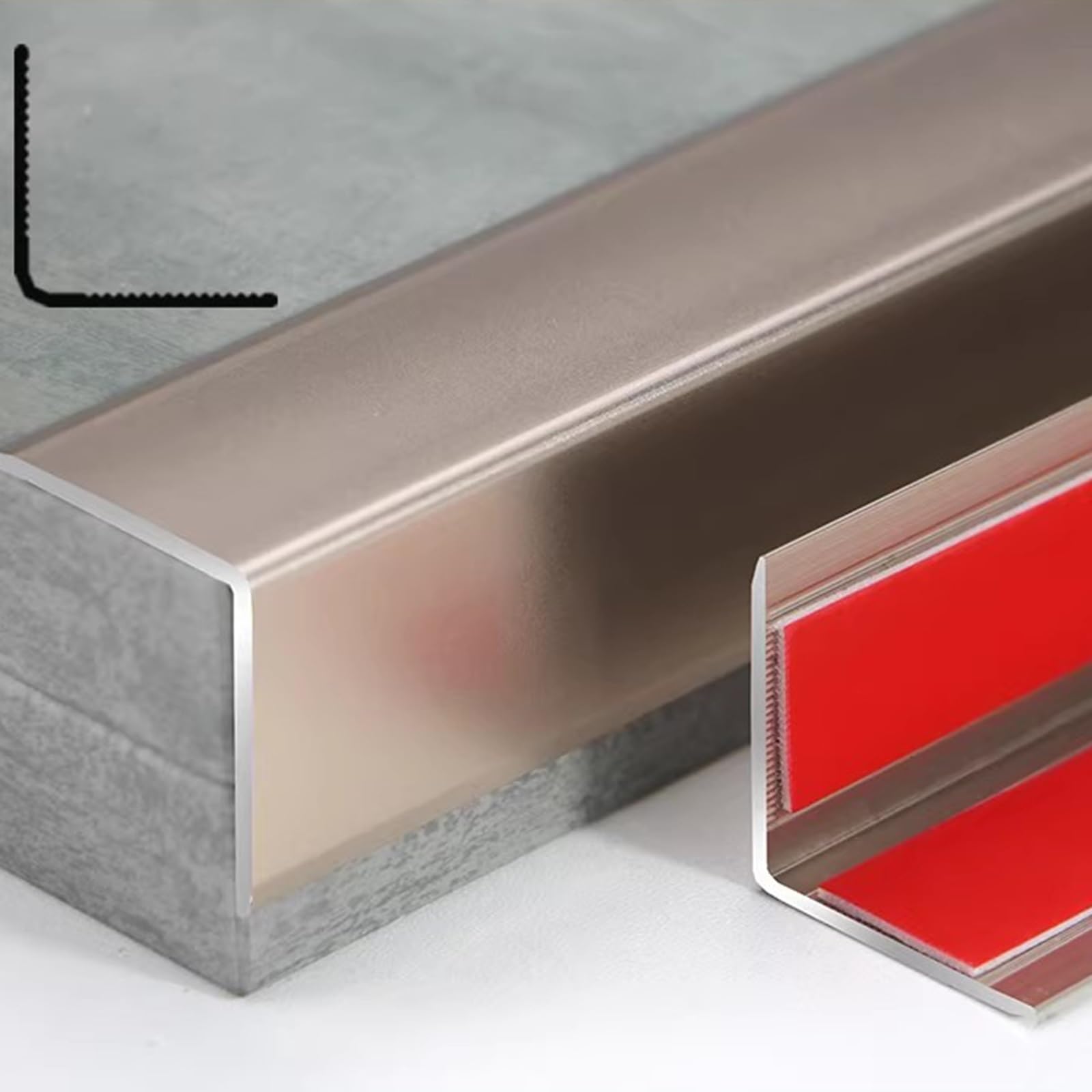 Aluminium Peel and Stick L Moulding Corner, 90cm*3pcs Wall Angle Profile 89° Self-Adhesive Corner Protection Strip for Wooden Walls/Tiles(Purple Gold Sand,35x35mm)