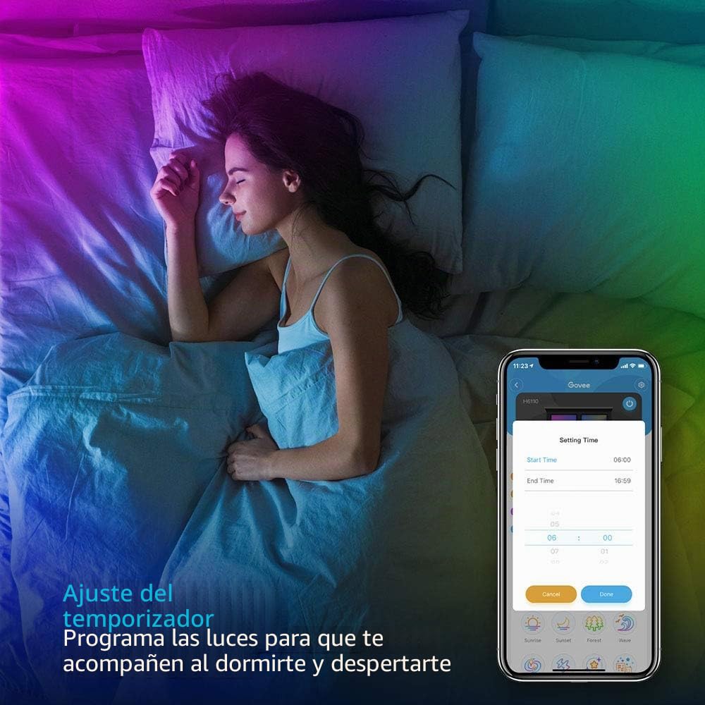 Govee Tiras LED 5m, Luces LED Habitacion WiFi Inteligente RGB Funciona con Alexa, Google Assistant y App, 64 Modo de Escena y Música para TV, Techo y Juego Electrónico (Paquete de 2)