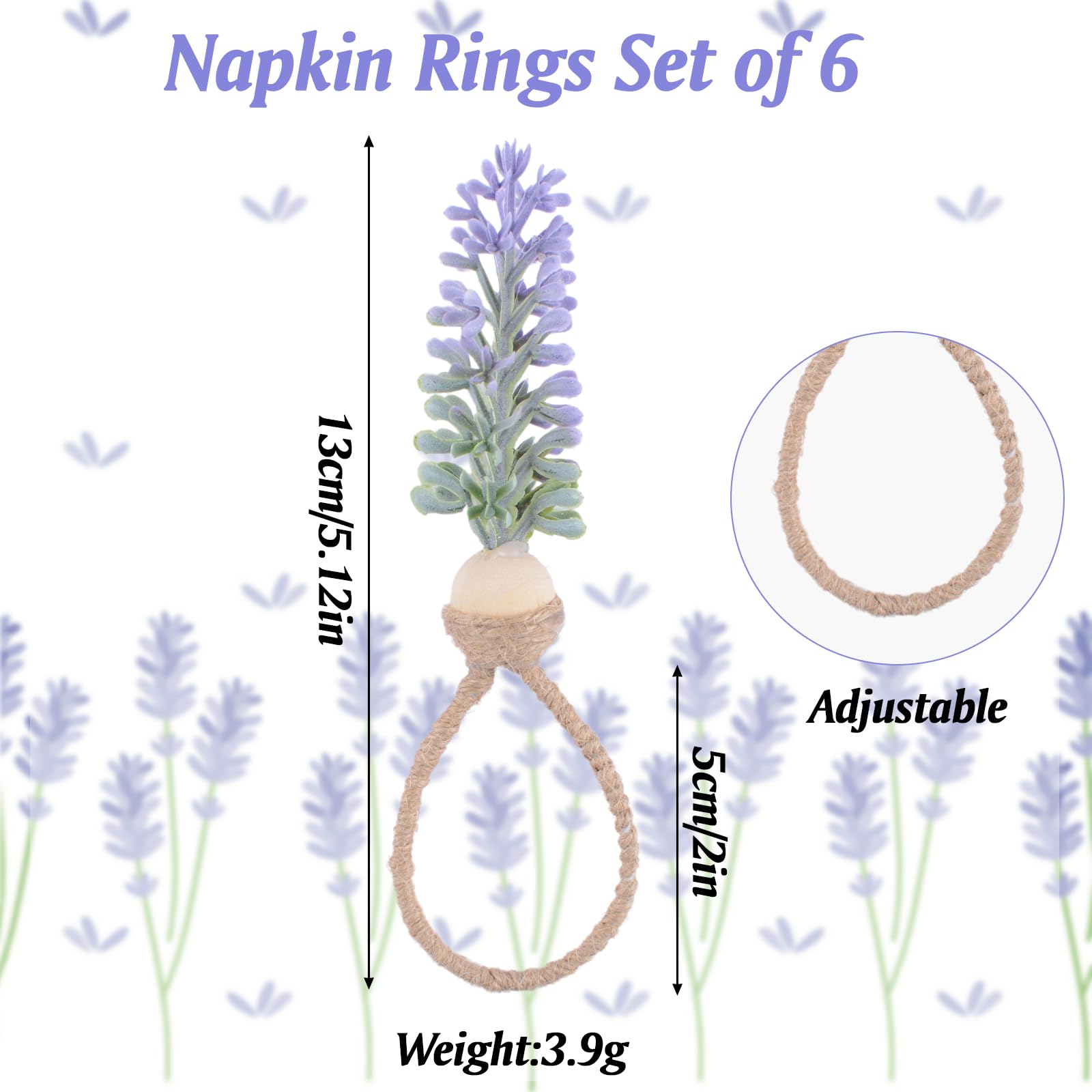 HICOHAND Lavender Napkin Ring Set - Image 2