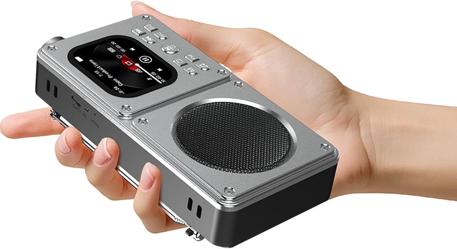 GOWENIC Portable FM Radio with Bluetooth Speaker MP3 Player with Headphone Port, 2.01 Inch Display, Rechargeable Battery Recorder