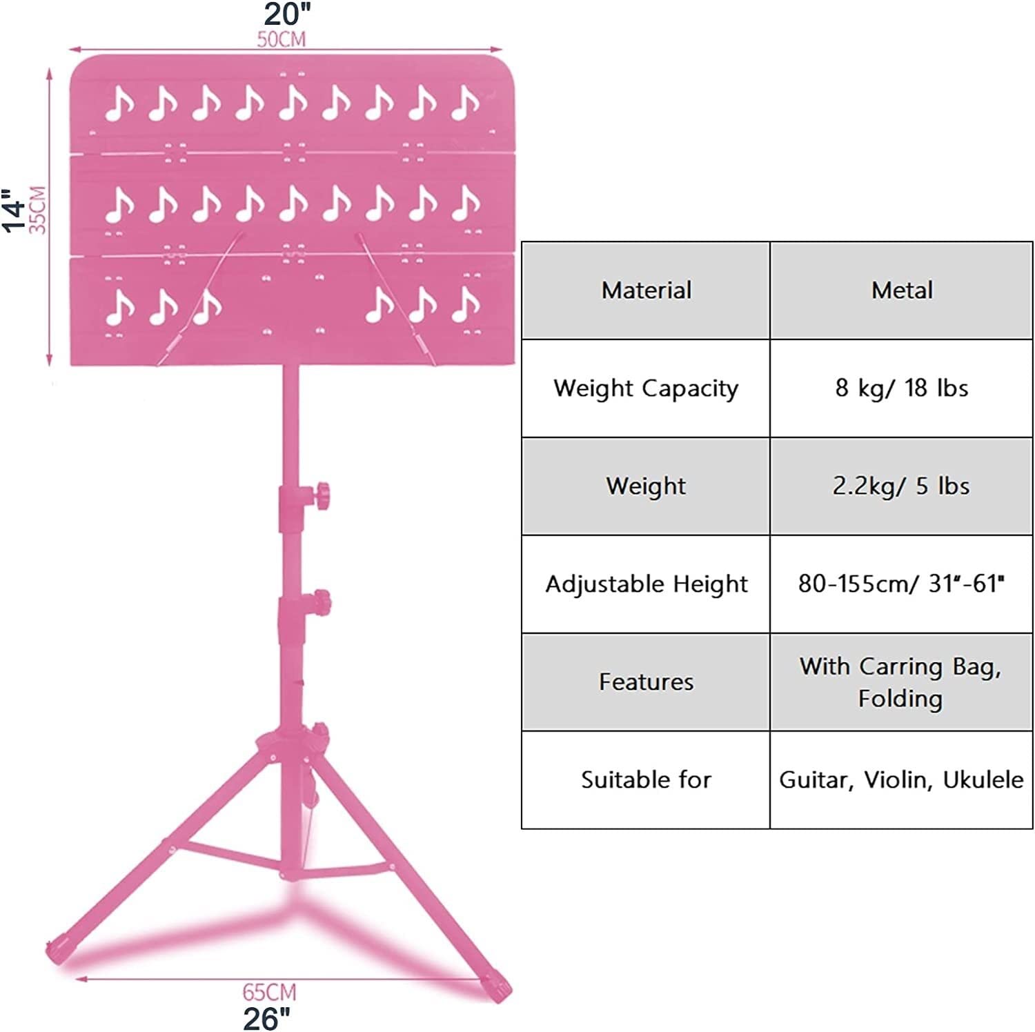 Sicherheitszertifizierung Notenständer mit wiederaufladbarem LED-Licht/Tasche, freistehender, zusammenklappbarer Universal-Notebook-Halter.Strapazierfähige Metallhalterung (Farbe : Blau)