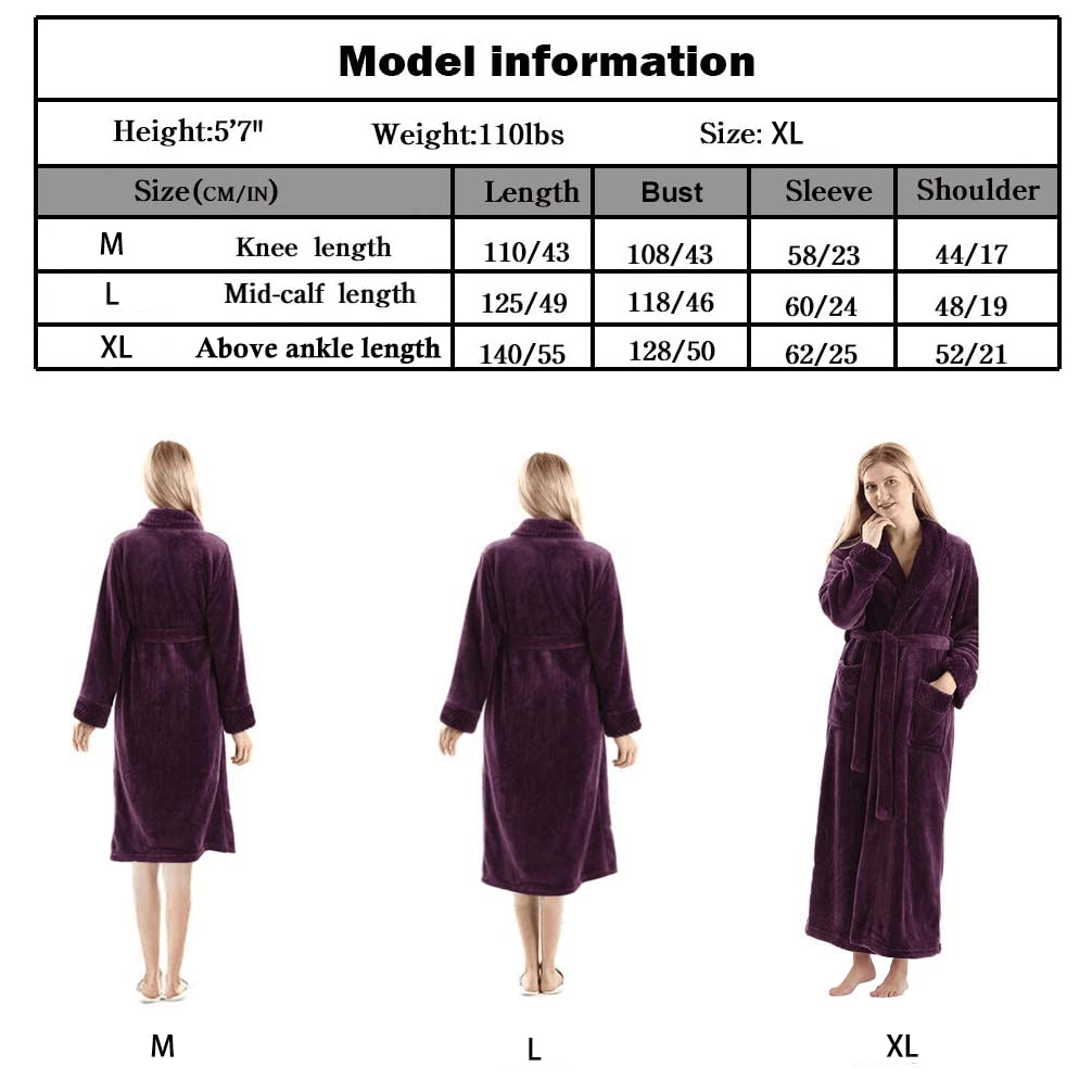 Oksun Peignoir long en polaire pelucheuse pour femme : peignoir chaud en flanelle – Manteau d'hiver pleine longueur – Chemise de nuit douce et confortable