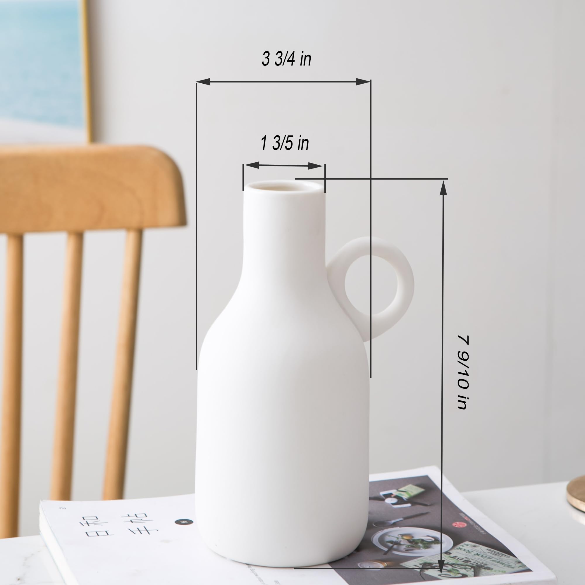 Amazon.co.jp: ホワイトセラミックピッチャー花瓶 ラウンドハンドル Amazon.co.jp: ホワイトセラミックピッチャー花瓶 ラウンドハンドル