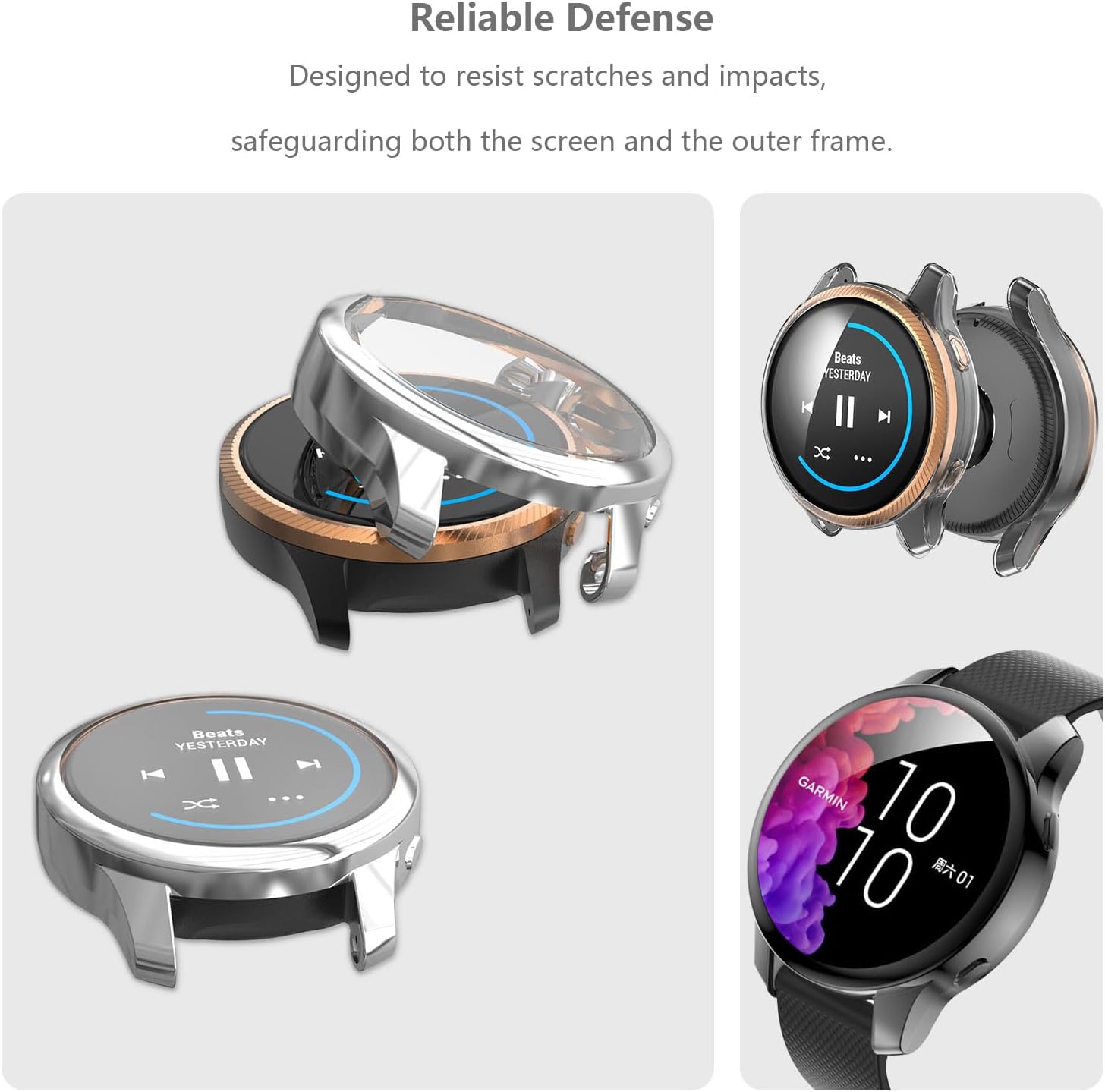 5-Pack Screen Protector Compatible with Garmin Venu Case, Soft TPU Plated Case All-Around Protective Screen Full Cover Bumper Compatible for Venu Smart Watch