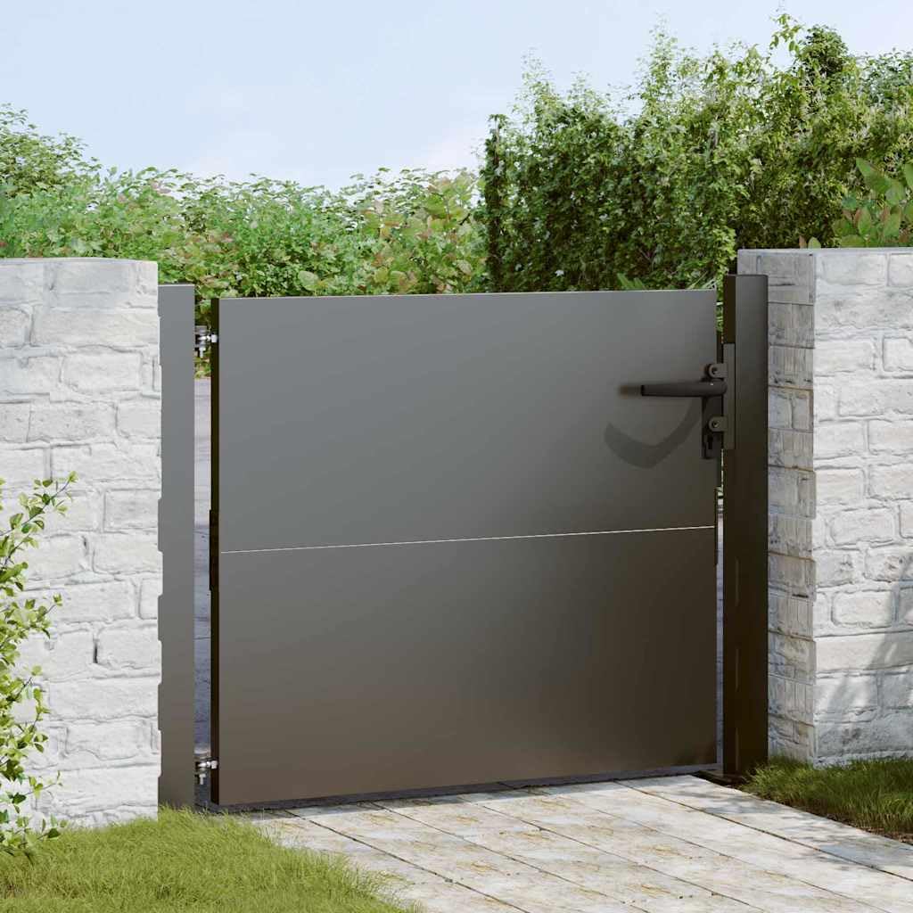 vidaXL Gartentor Schwarz 85 x 105 cm Pulverbeschichteter Stahl, Elegantes Garten- und Terrassentor, Metall, modernes Design, rostfrei, wetterfest, laserbeschnittene Sicherheitsbarriere