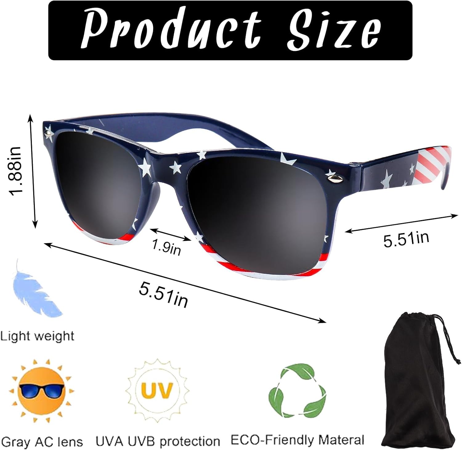 4th Of July Sunglasses American Flag Sunglasses for Independence Day Flag Day June 14th Events Sunglasses Protect Your Eyes from UV Rays Outdoor Activities Fashion Accessories Style E 3Pcs - Image 2