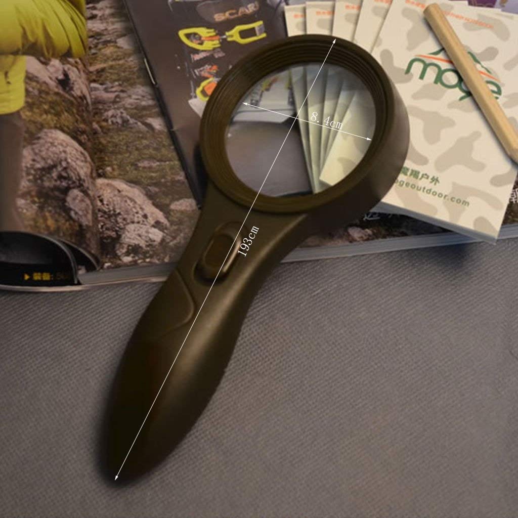 Tragbare Glaslupe mit Beleuchtung Handlupe Professionelle HD-Glas-6-fach vergrößerte Spiegellupe zum Lesen Needed
