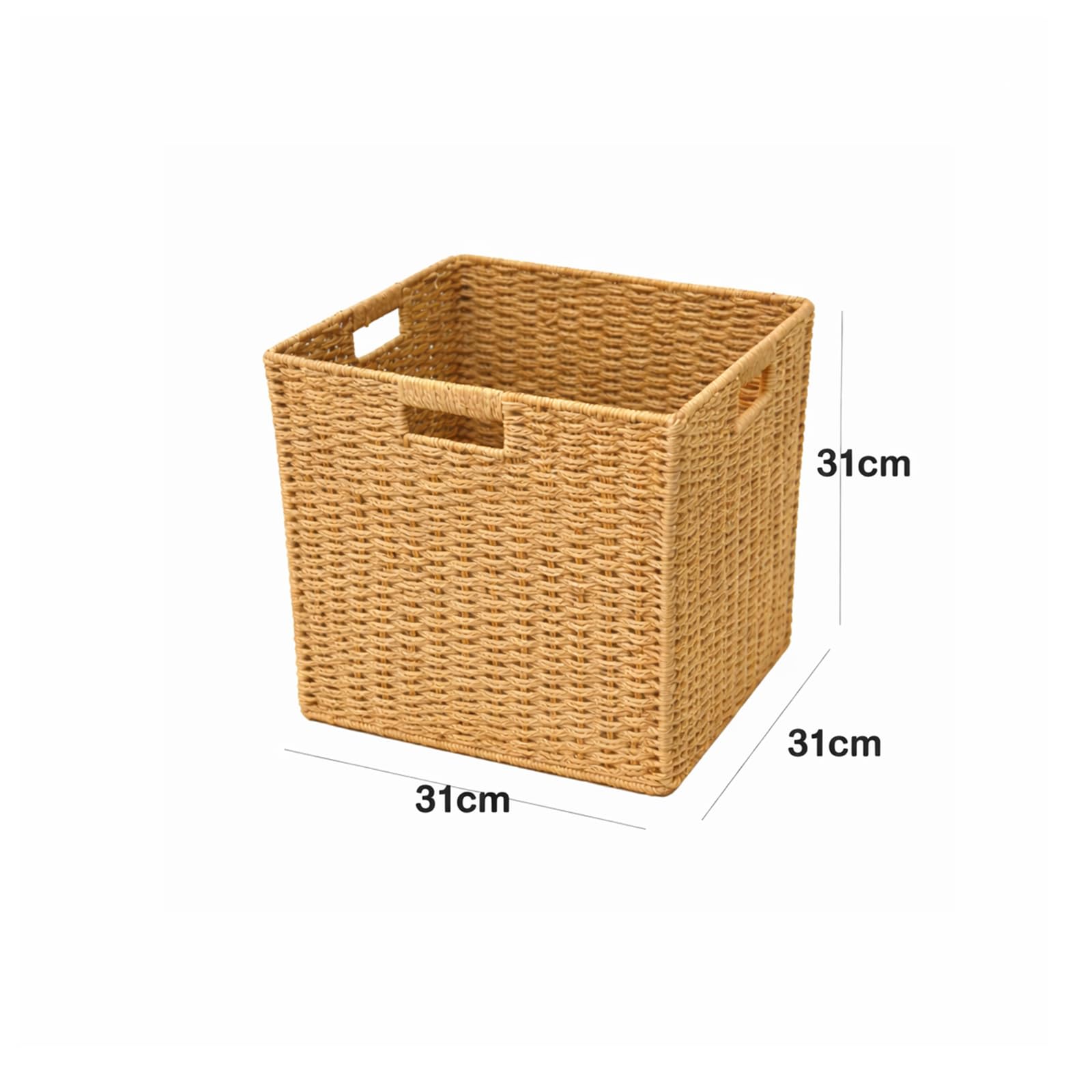 Aufbewahrungskorb Geflochten aus Rattan 31 * 31 * 31cm(4er) Große Faltbare Körbe mit Griffen & Metallrahmen, – Passend für Kallax Einsatz & Würfelregale, Regalkorb für Wohnzimmer & Schlafzimmer