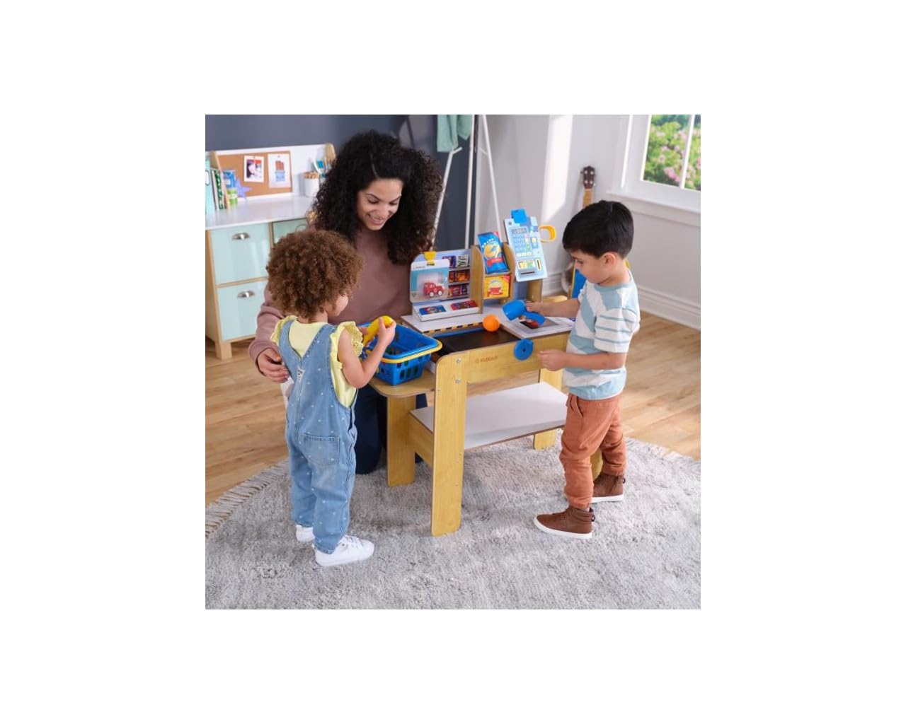 Caja de supermercado de madera Kidkraft con caja registradora y 30 accesorios incluidos - Cocina comercial de madera
