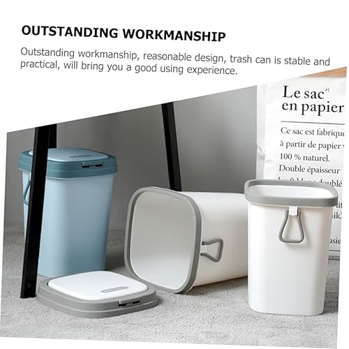 Miniatura 9 de Papelera para automóvil, papelera para el hogar, con tapa, color gris claro con tapa, papelera de oficina de polipropileno