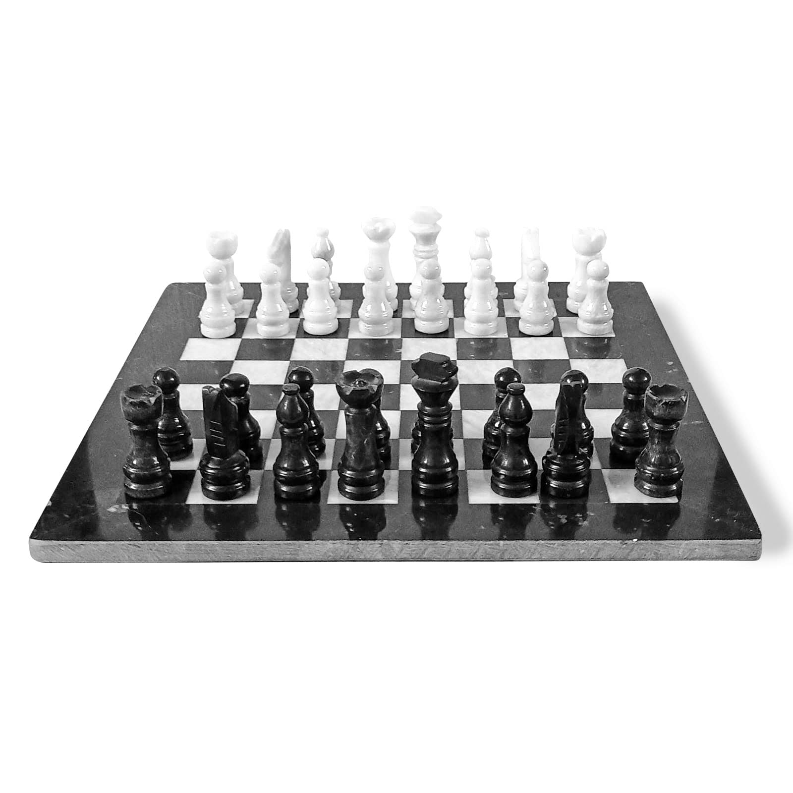 Czarny Marmur szachownica Majów i Biały z Szachami White Black Marble Chessboard 30x30