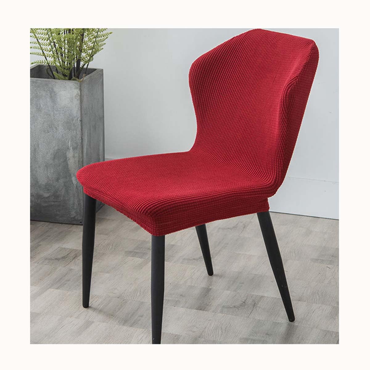 XGANGM Set of 4/2 Stretch Dining Chair Slipcovers Curved Back Dining Room Chair Covers Modern Arc Lrregular Kitchen Chair Covers Accent Wingback Side Chair Cover for Office Bar,R,1pcs