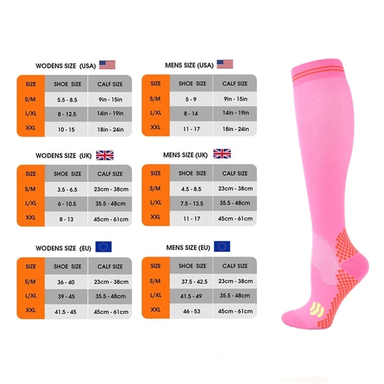 Calze A Compressione 3 Paia di Calze A Compressione for Vene Varicose, da Uomo E da Donna, for Corsa, Ciclismo, Calcio, Calze da Calcio per Sport, Corsa, Escursioni(3MIX-156-13,XXL)