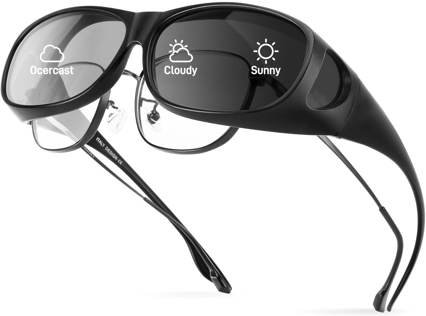 Polarized Over Glasses Anti-Glare UV 400 Protection for Men Women - Fit Over Glasses/Suit for Driving/Fishing/Golf